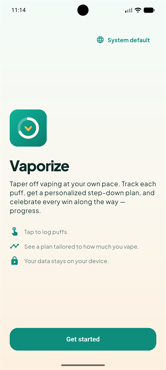 The Vaporize app — quit vaping at your own pace with a personalized step-down plan